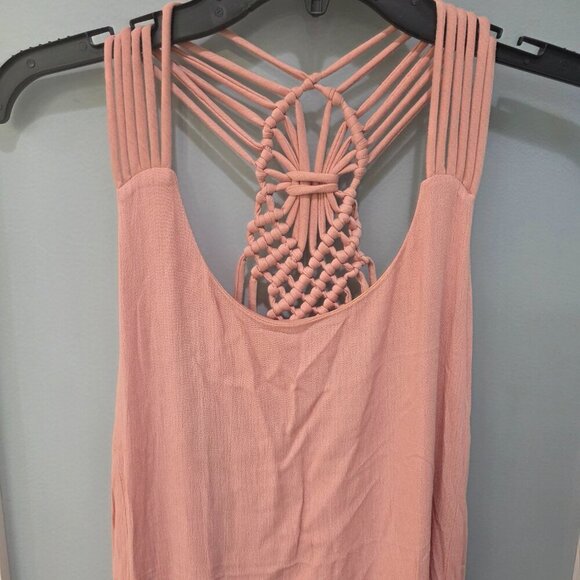 JustFab Pink Macrame-Back Maxi Dress XXL NWOT | Boho Summer Beach Vibes - Picture 2 of 12